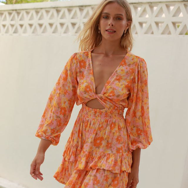 Golden Hour Cutout Dress {peach}