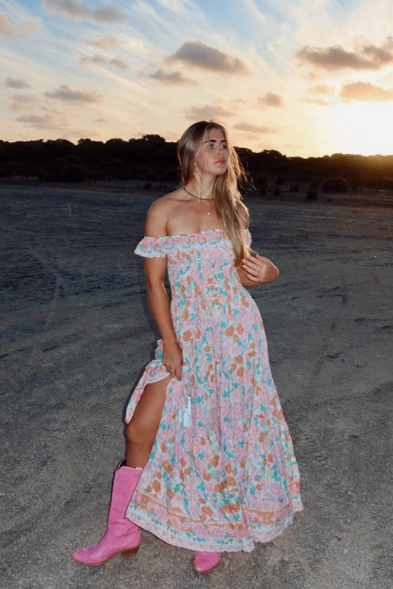 Sunset in Bloom Maxi Gown {Blush}