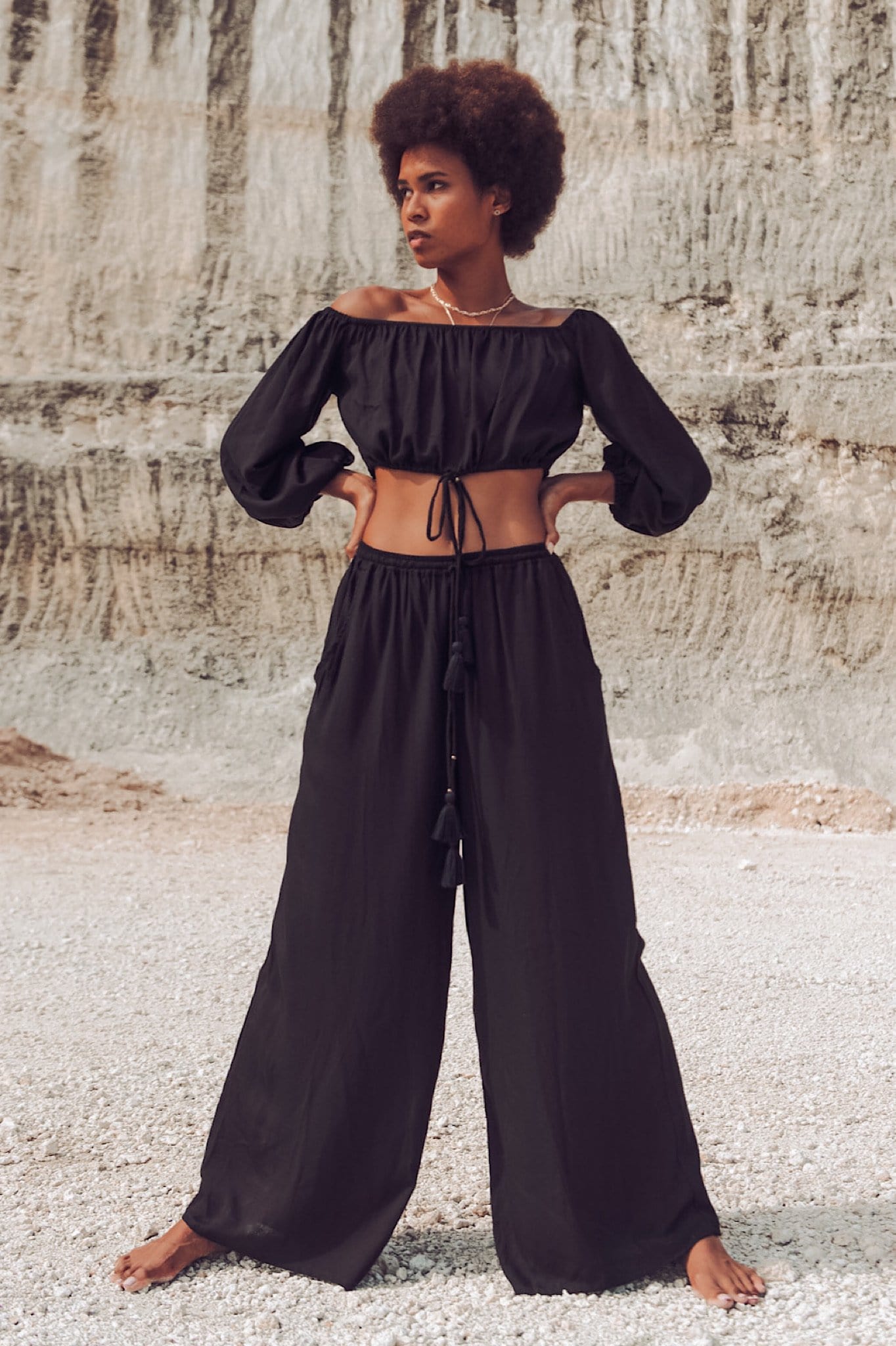 The Oasis Wide Leg Pants {onyx}