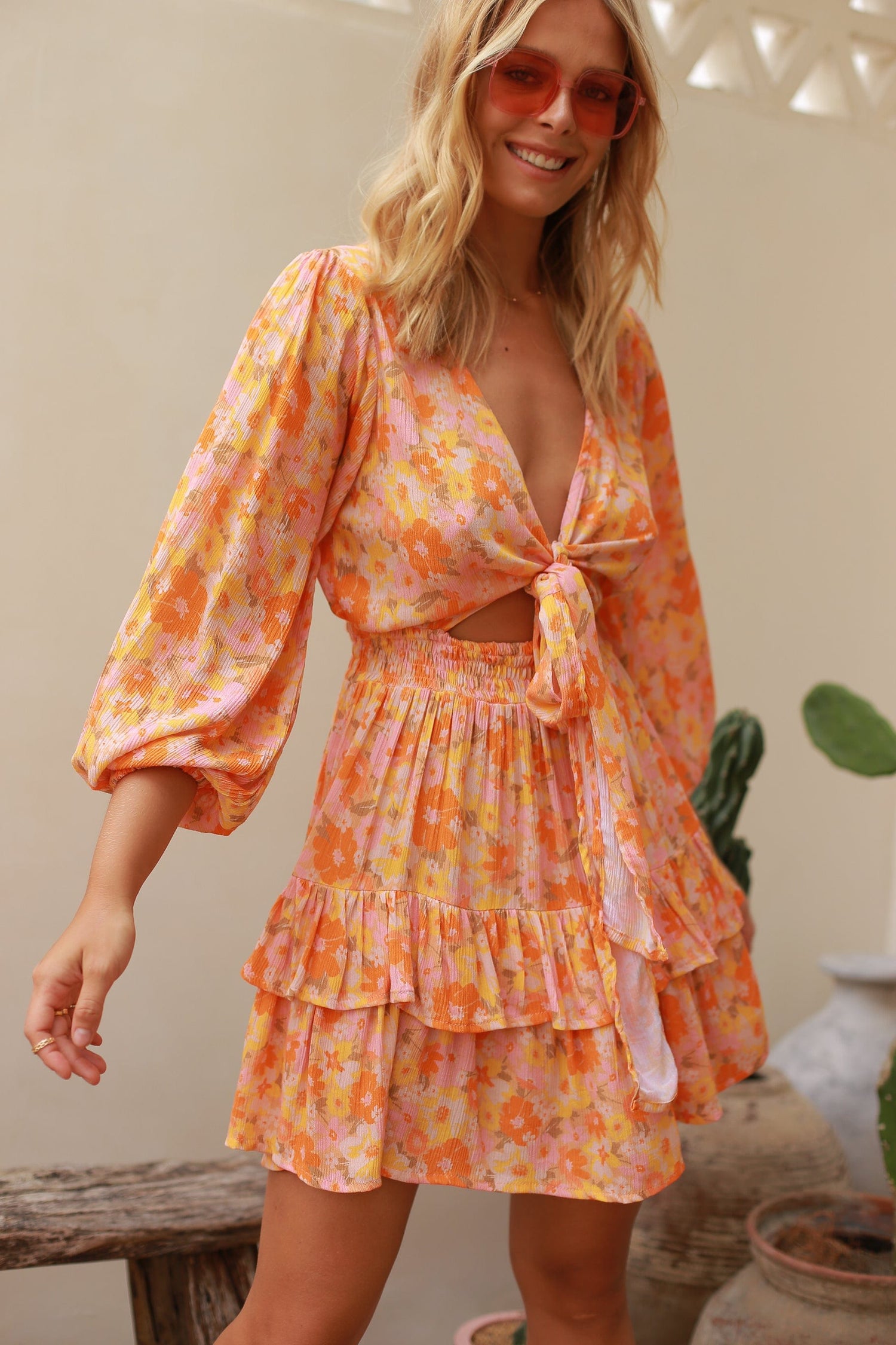 Golden Hour Cutout Dress {peach}