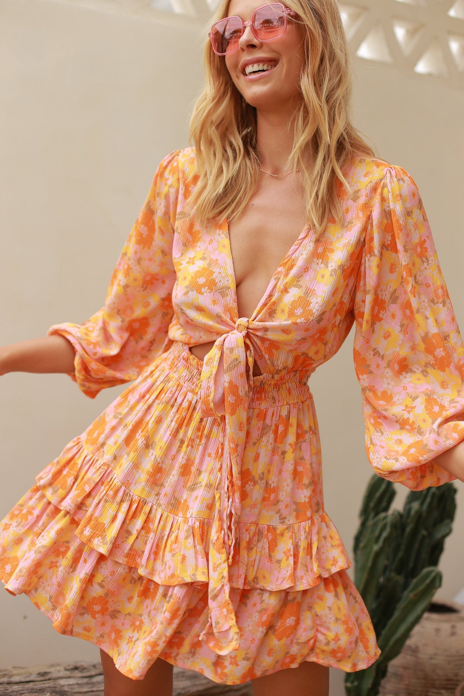 Golden Hour Cutout Dress {peach}