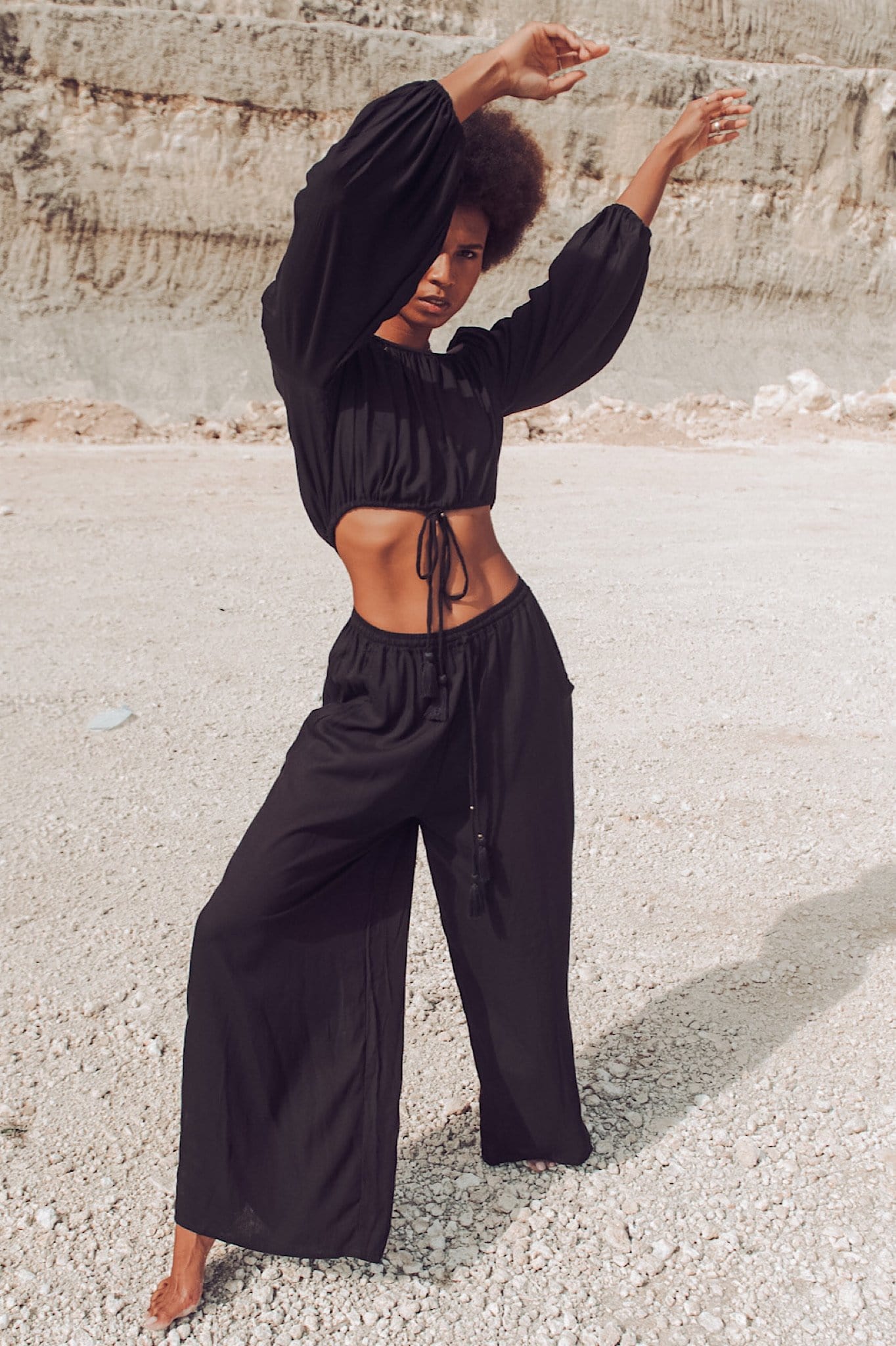 The Oasis Wide Leg Pants {onyx}