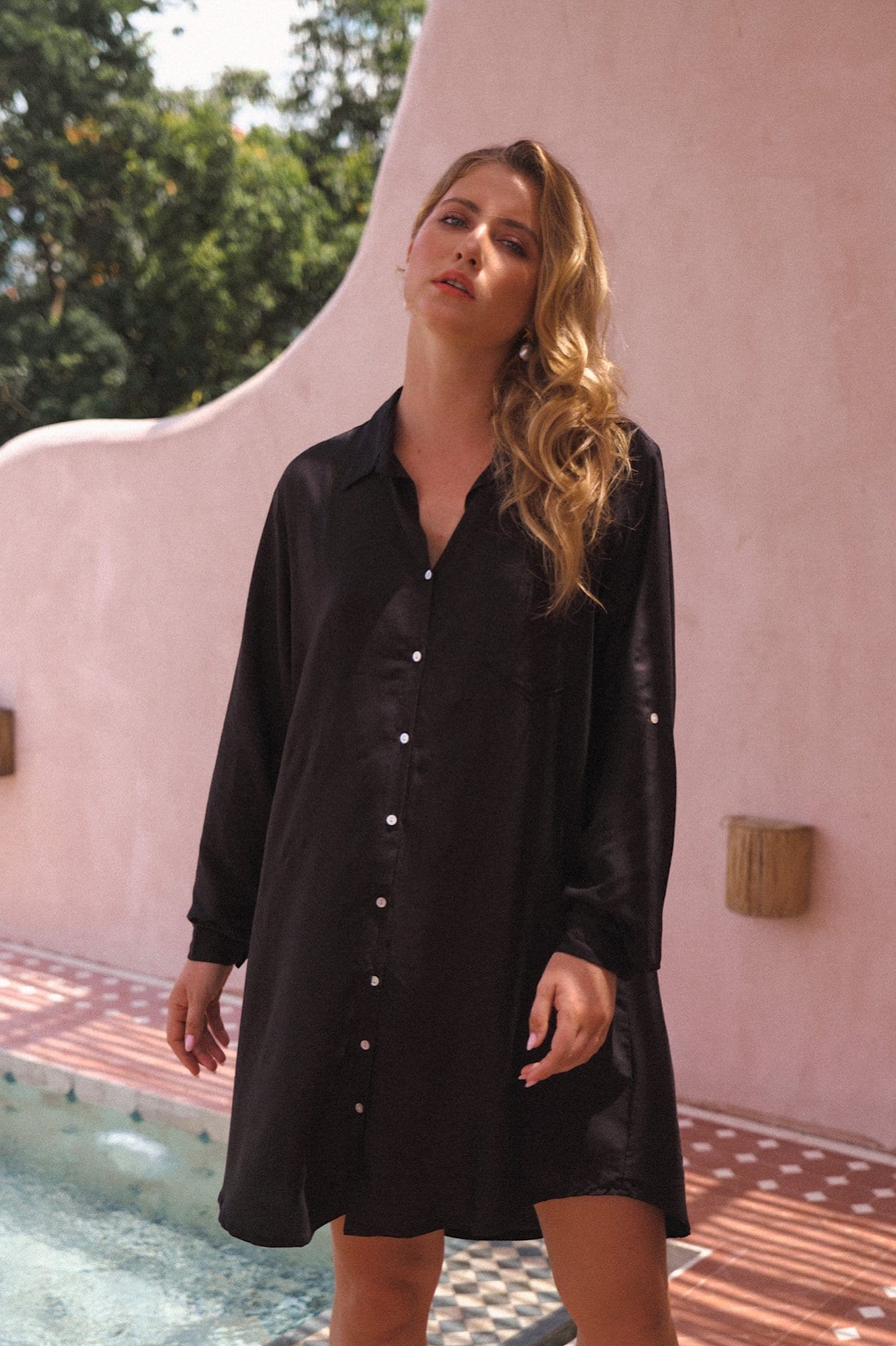 Midnight Drive Shirt Dress {onyx}