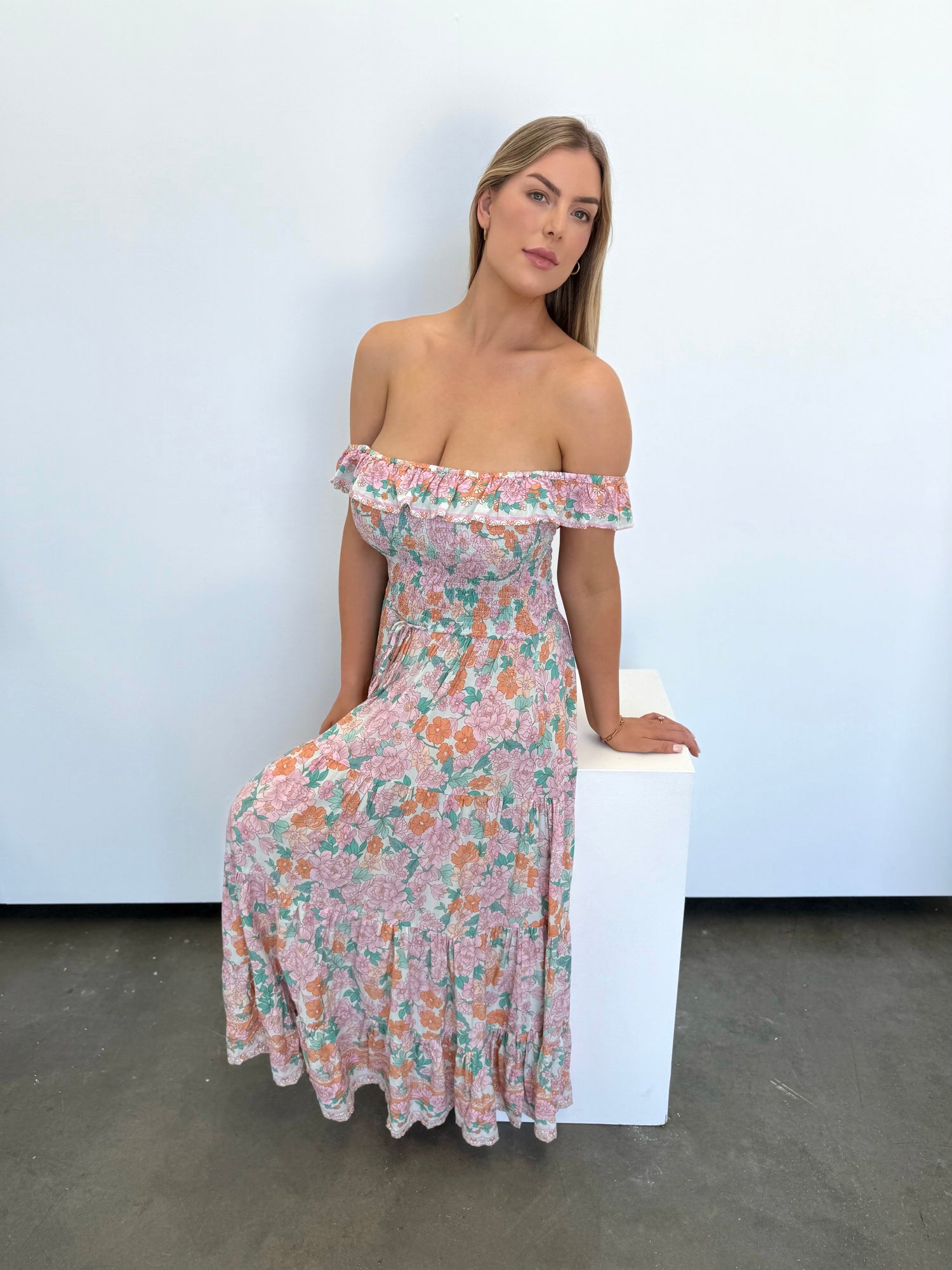 Sunset in Bloom Maxi Gown (Blush)