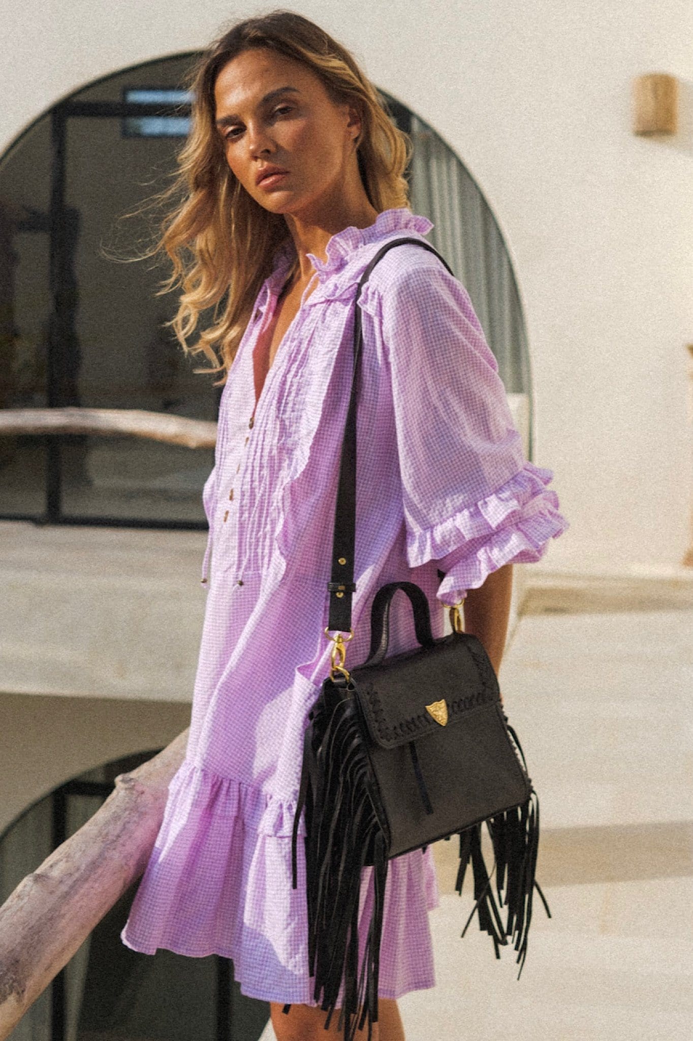 Innerbloom Fringed Bag {black}
